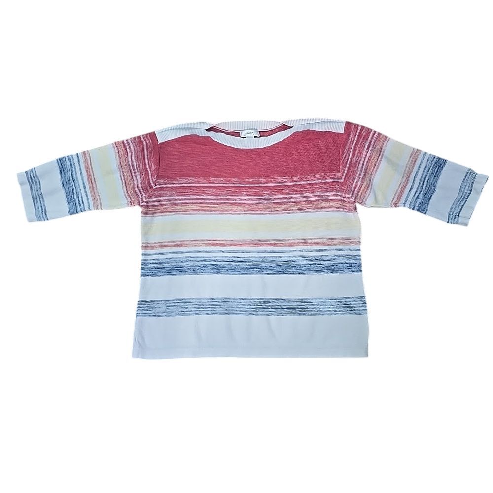 CJ Banks Striped Sweater‎ Women 2X Red Blue White Nautical Coastal Americana